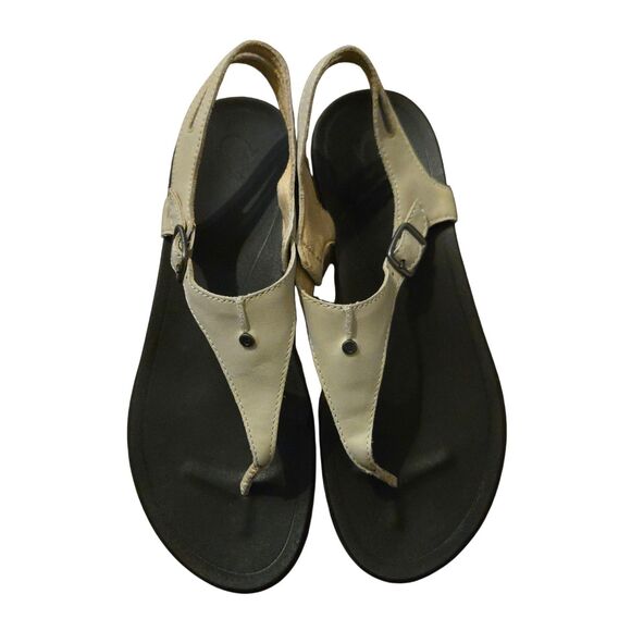 OluKai Shoes - Olukai Ekekeu Thong Sandal 10 Ivory Buckle Leather Strappy Preppy Minimalist